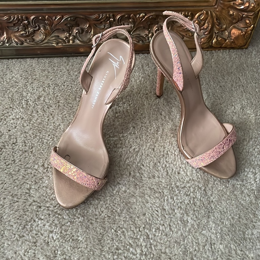Giuseppe Zanotti iconic Sophie heels pink glitter genuine leather